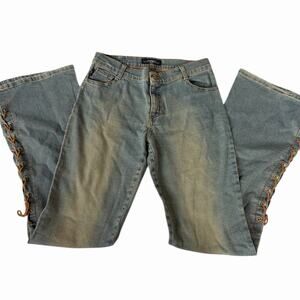 Pourquoi Pas Jeans Women's Lace Up Flare Denim Jeans Size 26